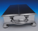 Garrard and Co English Sterling Silver Wood Cigar Box Hinged w/Handles (#8935)