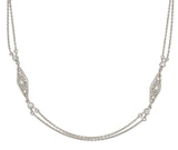 950 Platinum Double Chain Necklace w/ Genuine Diamond Filigree Links 18" #J7394