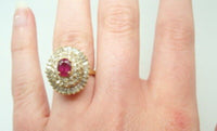 14K Gold Ballerina 1.04ct Genuine Natural Ruby Ring with Diamonds (#J576)
