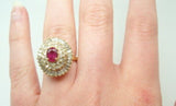 14K Gold Ballerina 1.04ct Genuine Natural Ruby Ring with Diamonds (#J576)