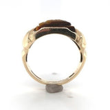 10k Gold Genuine Natural Tiger's Eye Men's Double Warrior Cameo Ring (#J6221)