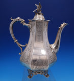 Edward John and Barnard English Victorian Sterling Tea Set 4pc w/Bird (#7677)