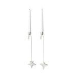 2021 Jensen Christmas Holiday Candle Holders Four & Five Point Star Silver - NOS