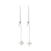 2021 Jensen Christmas Holiday Candle Holders Four & Five Point Star Silver - NOS