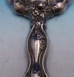 Sterling Silver Hand Mirror with Iris Poppy Chrysanthemum Floral Motif (#9298)