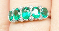 Very Fine Platinum Genuine Natural Emerald Diamond Ring (#J147)