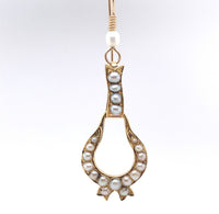 14k Yellow Gold Vintage Seed Pearl Dangle Drop Earrings Jewelry (#J6265)