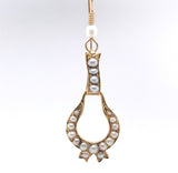 14k Yellow Gold Vintage Seed Pearl Dangle Drop Earrings Jewelry (#J6265)