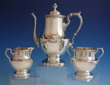 Georgian by Poole Sterling Silver Tea Set 3pc with Gadroon Border #1027 (#2870)