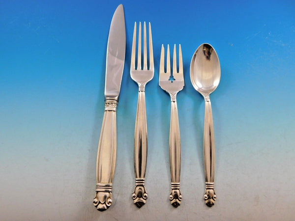 Copenhagen by Manchester Sterling Silver Flatware Set for 12 Service 53 Pieces