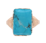 14k Yellow Gold 5.51 Carat Sleeping Beauty Genuine Natural Turquoise Ring #J7491