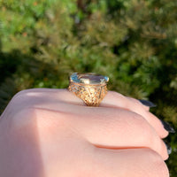 14k Yellow Gold GIA 11.95 Carat Fine Genuine Natural Aquamarine Ring (#J6508)