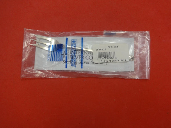 Prelude by International Sterling Silver Pickle Fork 3-tine 5 3/4" New