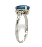 14k White Gold Australian .86ct Genuine Natural Black Opal Ring 5.75 (#J7397)