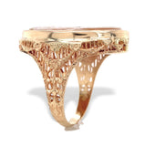 14k Yellow Gold Filigree Ring with Genuine Natural Shell Cameo Size 7.25 #J7375