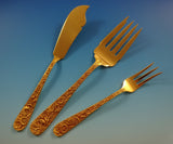 Repousse by Kirk Sterling Silver Flatware Set For 6 Service 32 pcs Vermeil Gold
