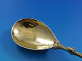 European Sterling Silver Preserve Spoon Heavy Cast Figural Vermeil 8 1/8"