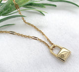 14k Yellow Gold Padlock Clasp on 24" 18k Yellow Gold Chain Necklace (#J7546)