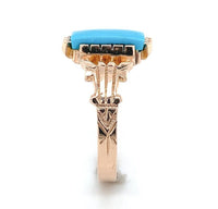 10k Gold Victorian Sleeping Beauty Genuine Natural Turquoise Ring 7.75 (#J6568)