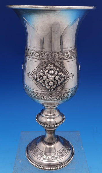 Italian Sterling Silver Goblet with beaded floral & engraved design (#8370)