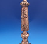 Russian Silver Candlestick Pair with Swags Ribbons Copper Plated (#8300)