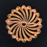 14k Rose and Yellow Gold Retro Genuine Natural Garnet Pinwheel Pin (#J5947)