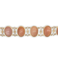 14k Yellow Gold Genuine Natural Shell Cameo Bracelet with Carved Roses (#J6895)