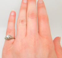 18k White Gold Genuine Natural Diamond Filigree Ring .45ct European (#J779)