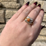 14k Yellow Gold Heavy Mandarin Orange Genuine Natural Garnet Diamond Ring #J6315
