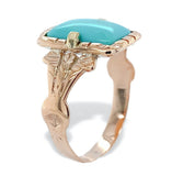 Victorian 10k Rose Gold Genuine Natural Turquoise Ring Size 5.25 (#J7211)