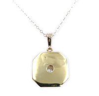 14k Yellow Gold Genuine Natural Diamond Pendant w/ Platinum Top 18" Chain #J7188
