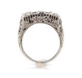 Art Deco Filigree 14k Gold Three Stone .80ct TW Genuine Natural Ruby Ring #J6390