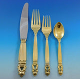 Acorn by Georg Jensen Sterling Silver Flatware Set 12 Service 102pc Gold Vermeil