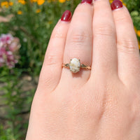 10k Yellow Gold 1.68ct Genuine Natural Gold Vein Quartz Ring Size 7.25 (#J6938)