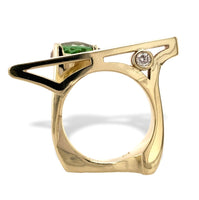 14k Yellow Gold Custom Genuine Natural Peridot Diamond Ring by Harry Roa #J7312