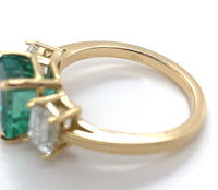 18k Yellow Gold GIA 2.86 Carat Emerald and 1.02 Carat Diamond Ring (#J6507)