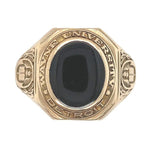 10k Gold Men's Class Ring c.1940s w/ Genuine Natural Black Onyx Size 10.5 #J6631