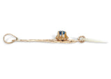 10k Yellow Gold Lavaliere Pendant with Blue Glass Jewelry (#J7455)