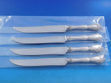 Chateau Rose by Alvin Sterling Silver Steak Knife Set Texas Sized Custom 4-piece