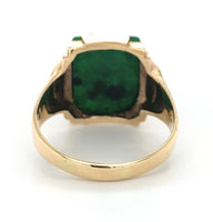 10k Gold Men's Warrior Genuine Cameo Carved Green Stone Ring Size 12 (#J6898)