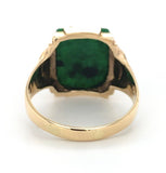 10k Gold Men's Warrior Genuine Cameo Carved Green Stone Ring Size 12 (#J6898)