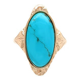 Antique 10k Rose Gold 3.29 Carat Genuine Natural Turquoise Ring Size 7. 5 #J6561