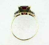 10k Yellow Gold Radiant Cut Genuine Natural Garnet and Diamond Ring (#J5038)