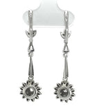 Vintage 14k White Gold Dangle Drop Genuine Diamond Starburst Earrings (#J7296)