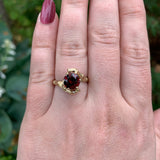 14k Yellow Gold 2.20 Carat Round Red Garnet Bamboo Setting Size 7. 25 (#J7407)