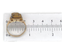 10k Gold Men's Genuine Tiger's Eye Quartz Double Warrior Cameo Ring (#J7061)
