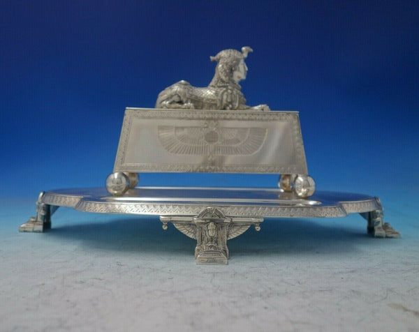 Egyptian Revival by Gorham Silverplate Inkwell w/ Double Well #4905 (#5720)