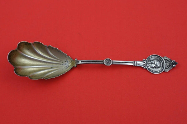 Medallion by Schulz and Fischer Coin Silver Berry Spoon GW fluted 8 3/4"