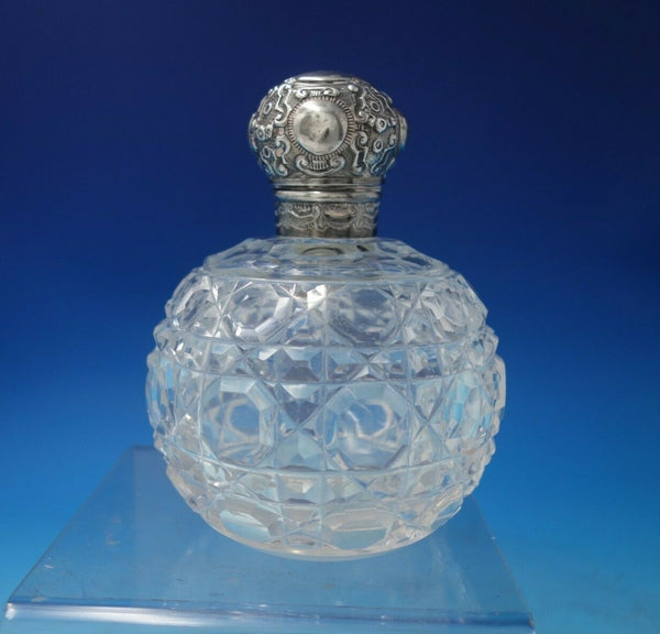 J.G. and S. English Sterling Silver Dresser Jar with Cut Crystal 5 1/2" (#5908)