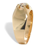 14k Gold Men's Belcher Ring w/ .53ct European Cut Genuine Natural Diamond #J7620